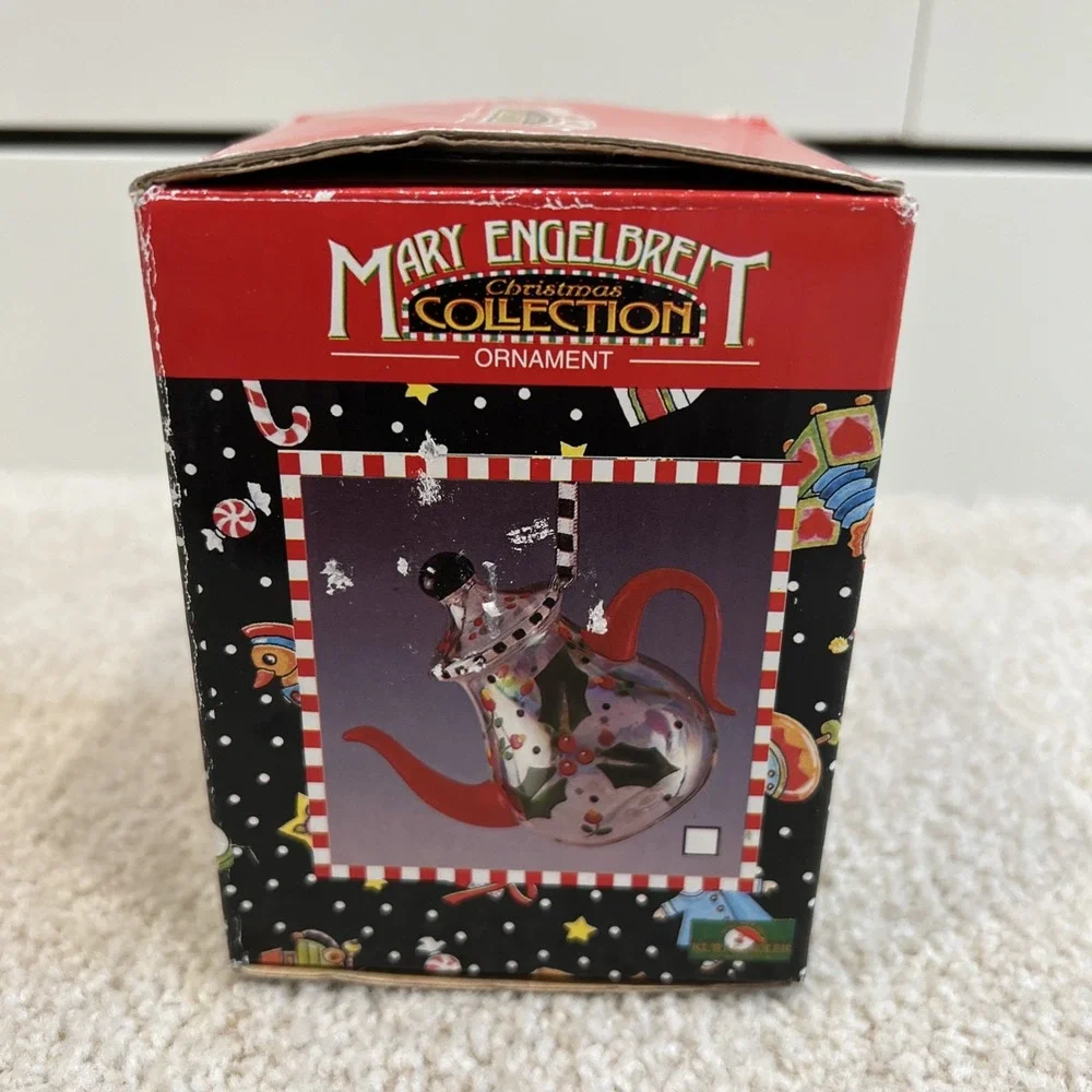 Mary Engelbreit Kurt Adler  Blown Glass Tea Pot‎ Christmas Ornament Cottagecore